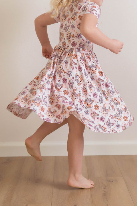 Piggies and Bunnies Twirl Dress