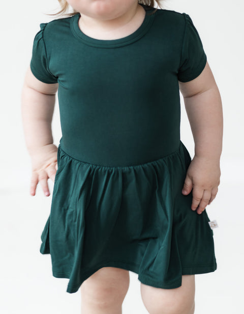 6-12 Sea Moss Short Sleeve Bodysuit Twirl Dress