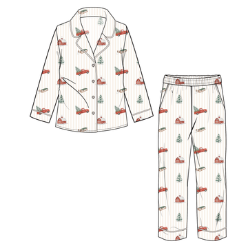 Little Red Truck Adult Unisex Button Down Set