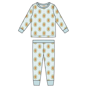 Blue Gingerbread Toddler PJs