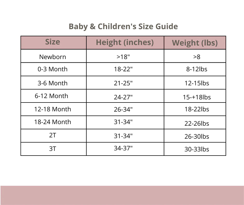 Size Guide Monkeeroos