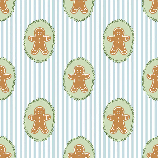 Blue Gingerbread Youth Unisex Button Down Set