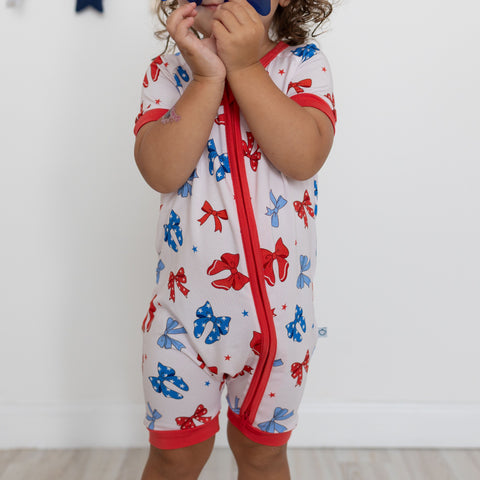 Red, White & Bows Shortie Romper