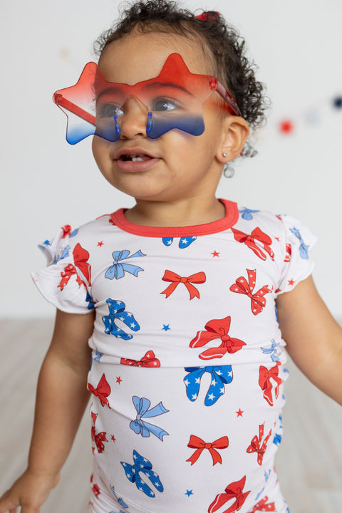 Red, White & Bows Flutter Short Set