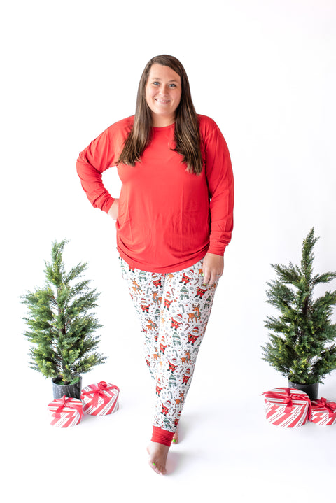 Women's Christmas Long Sleeve Shirt- Red