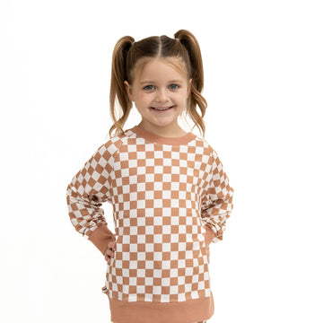 6Y Rust Checks Toddler Crew Neck Sweatshirt