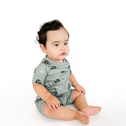 Big Trucks Pocket Shortie Romper