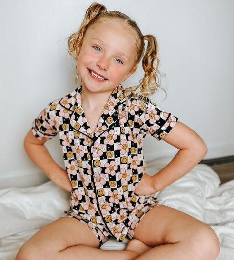 Daisy Checks 2pc Toddler Short Button up Set