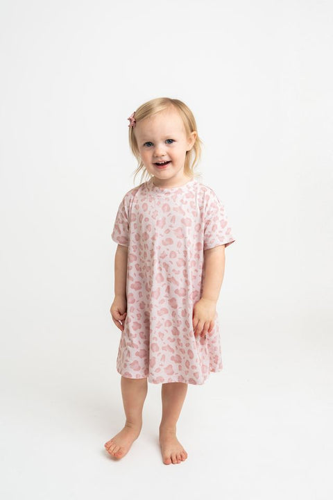 Pink Leopard Toddler T-shirt Dress