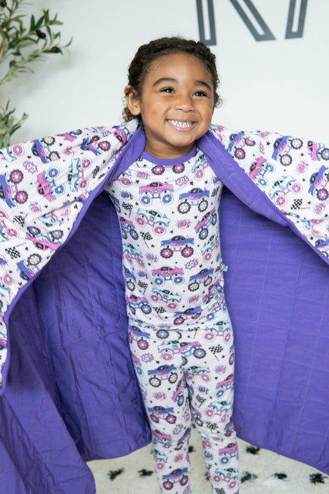 Monster Madness Quilted Blanket - Purple