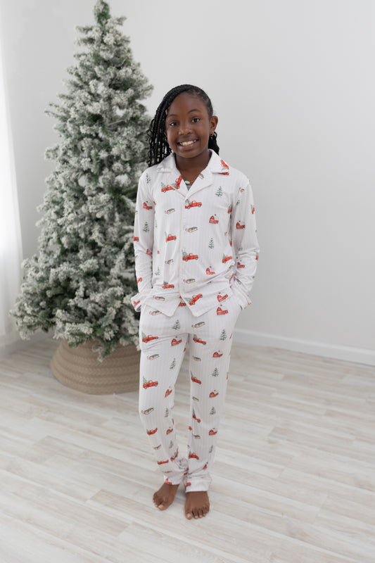 Little Red Truck Youth Unisex Button Down Set
