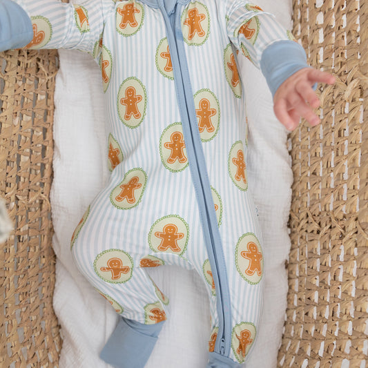 Blue Gingerbread Baby PJs