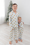 Blue Gingerbread Youth Unisex Button Down Set