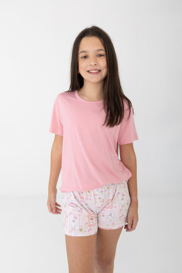 Silly Goose Pink Youth Girls Shorts Set