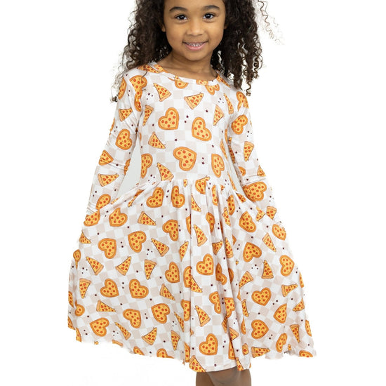 Pizza My Heart Long Sleeve Twirl Dress - Monkeeroos