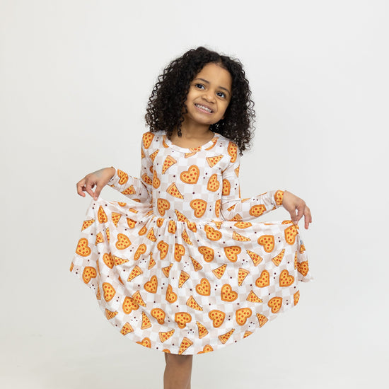 Pizza My Heart Long Sleeve Twirl Dress - Monkeeroos