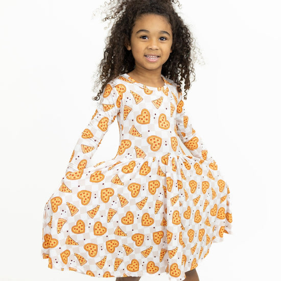 Pizza My Heart Long Sleeve Twirl Dress - Monkeeroos