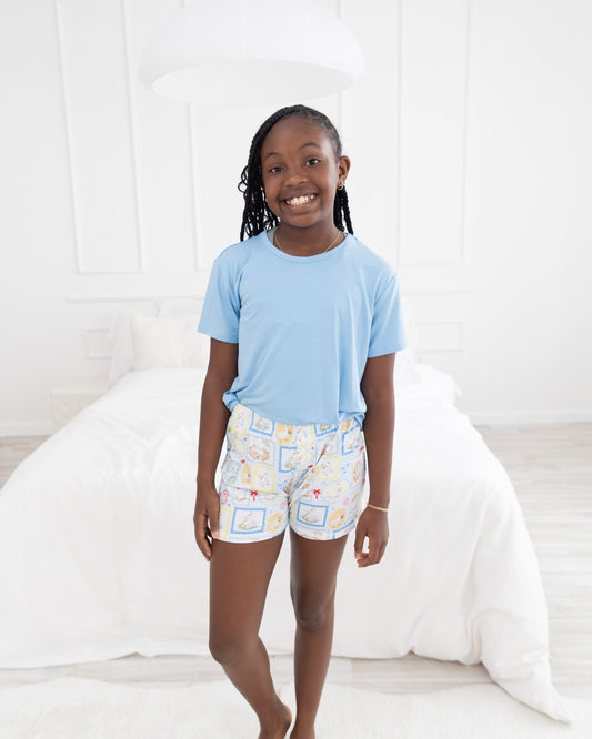 Silly Goose Blue Youth Girls Shorts Set