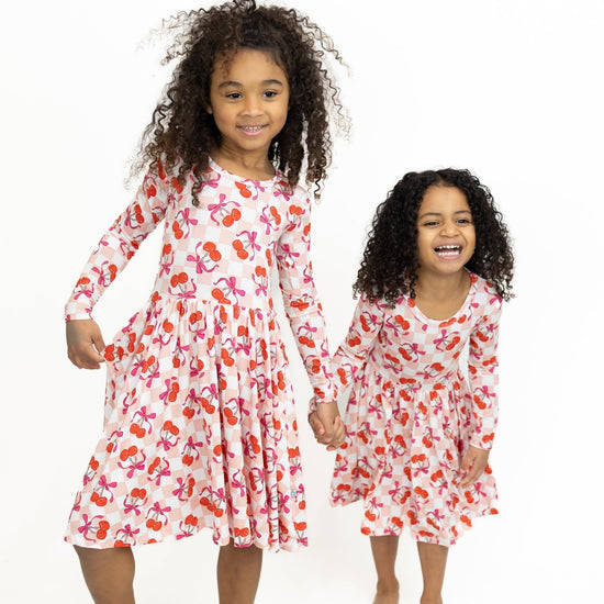 Sweet Cherry Love Long Sleeve Twirl Dress - Monkeeroos