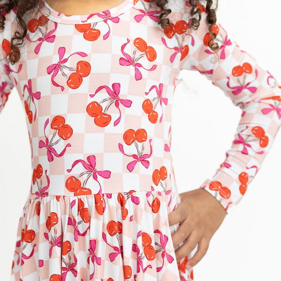 Sweet Cherry Love Long Sleeve Twirl Dress - Monkeeroos